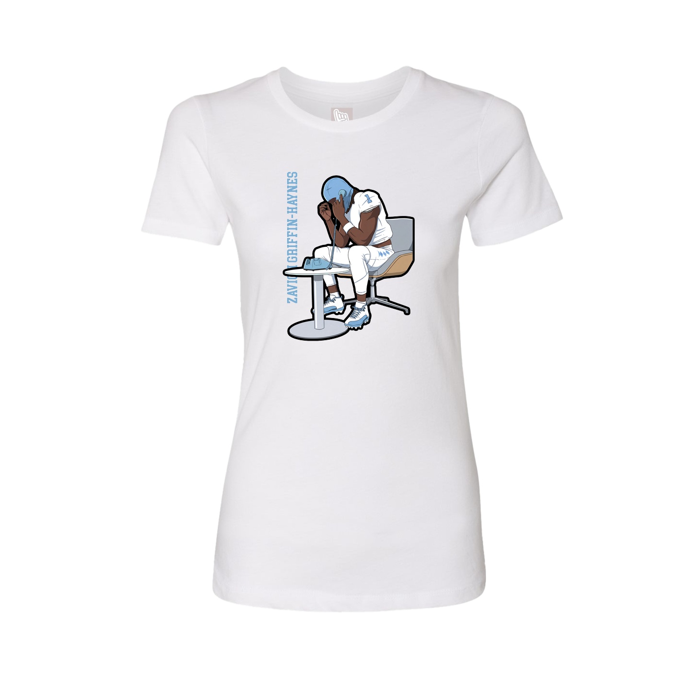 Fitted Women's Tee — Name Vertical in White