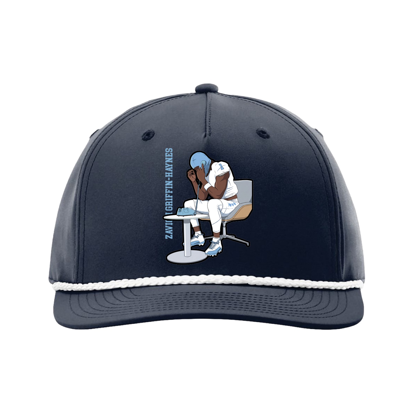 Five-Panel Classic Rope Cap — Name Vertical in Navy