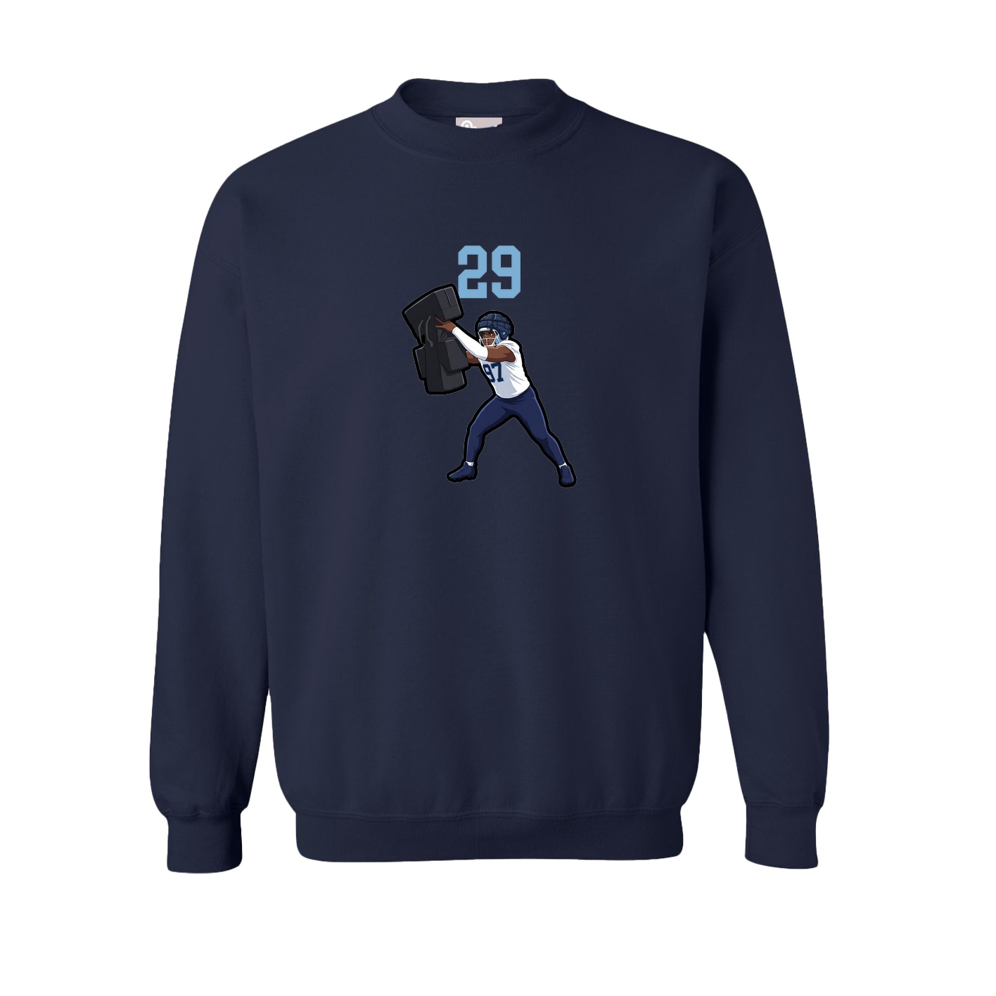 Fleece Crew — Number Top in Navy