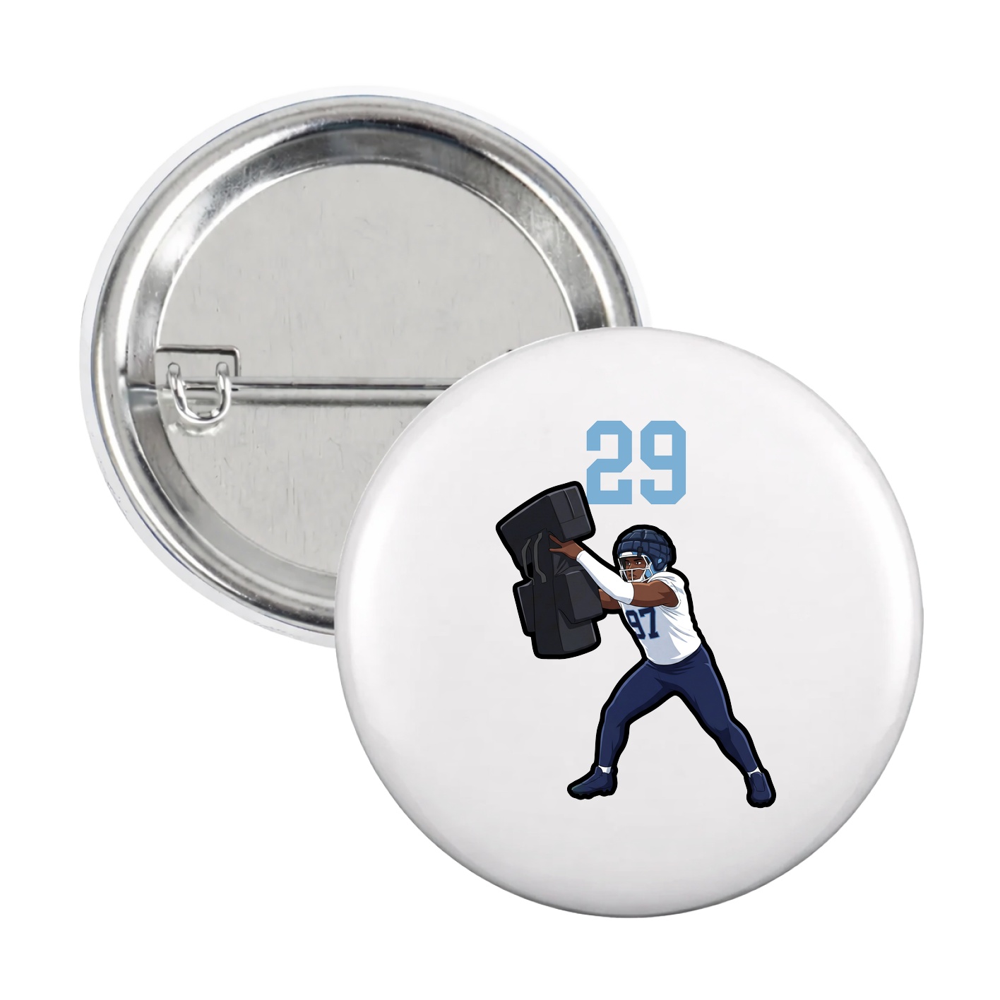Game Day Button — Number Top in White