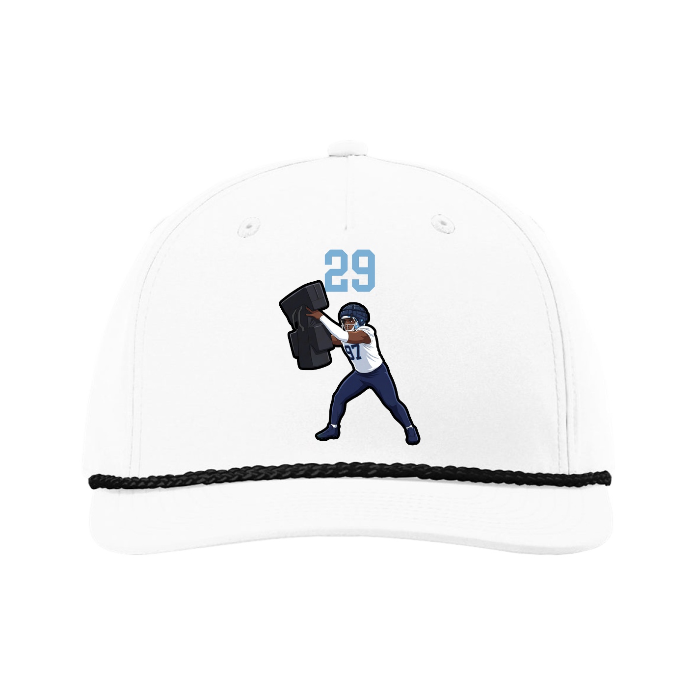 Five-Panel Classic Rope Cap — Number Top in White