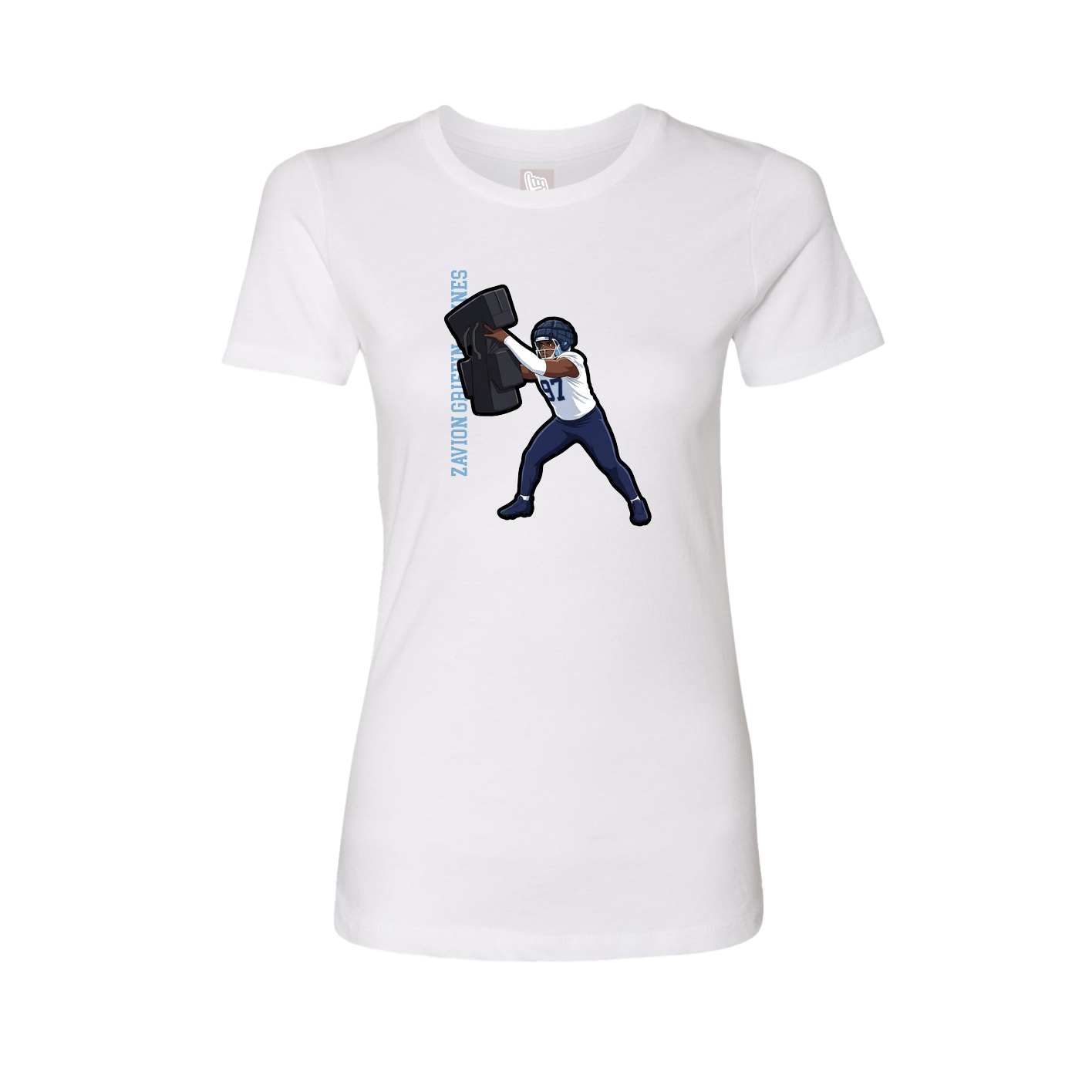 Fitted Women's Tee — Name Vertical in White