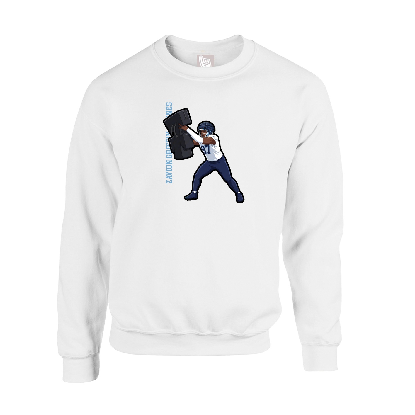 Fleece Crew — Name Vertical in White