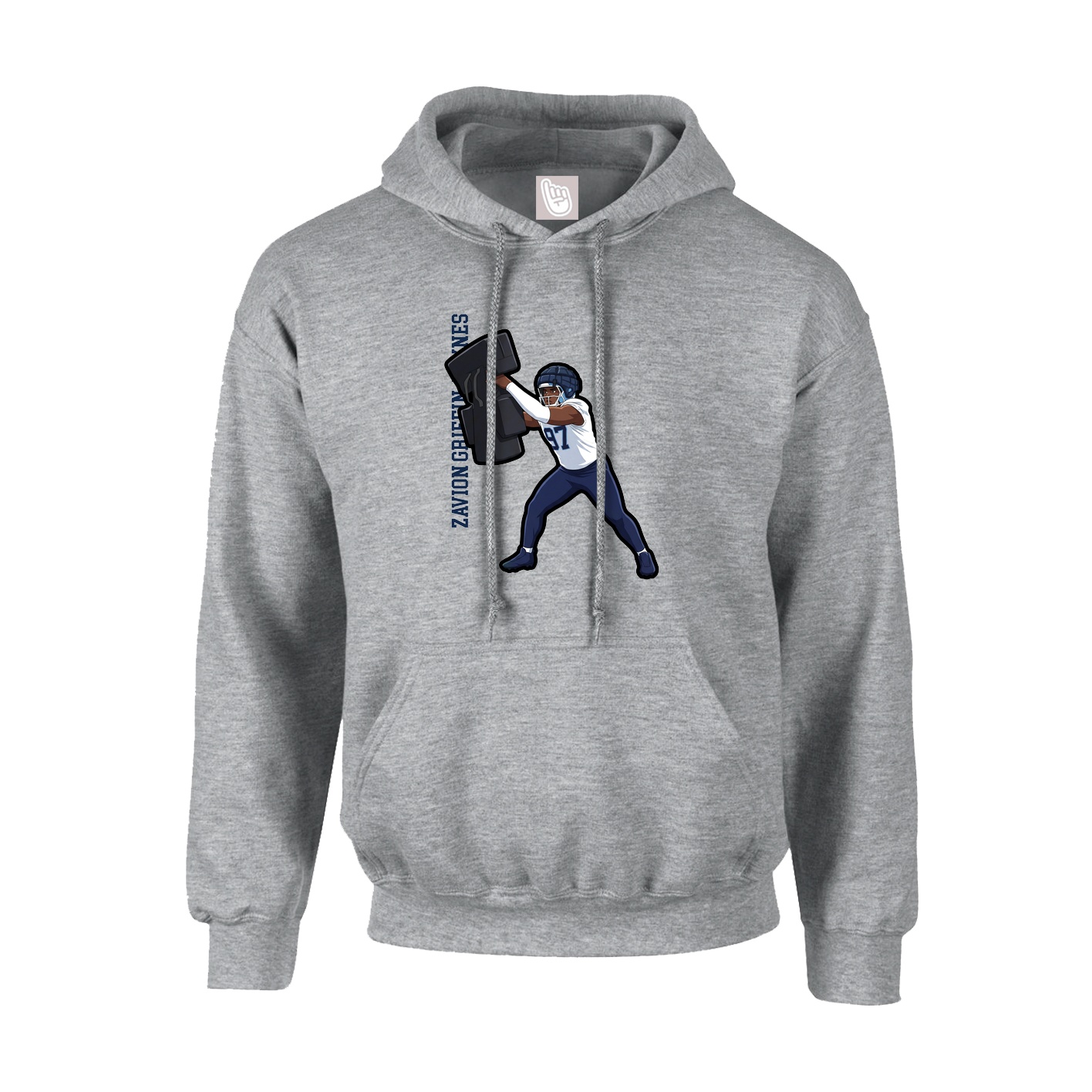 Youth Hoodie — Name Vertical in Grey