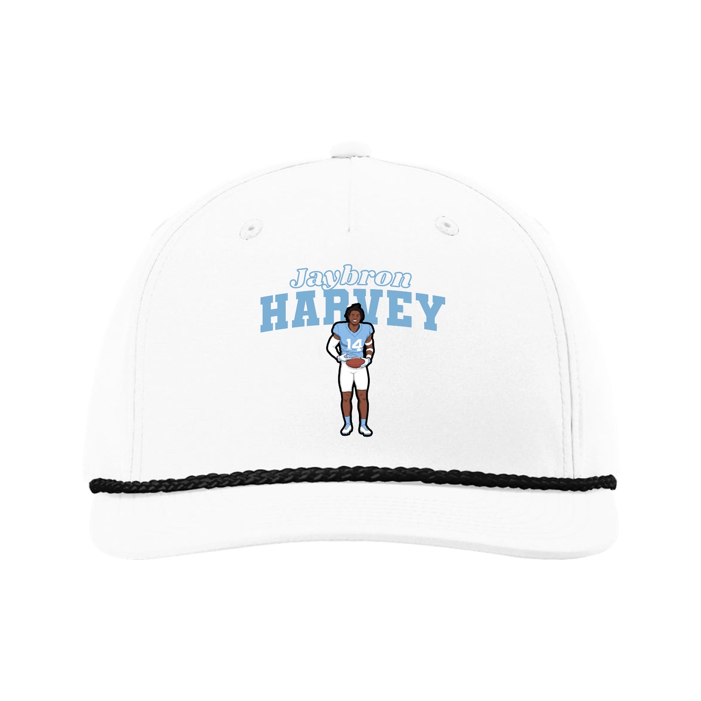 Five-Panel Classic Rope Cap — Name Arch in White