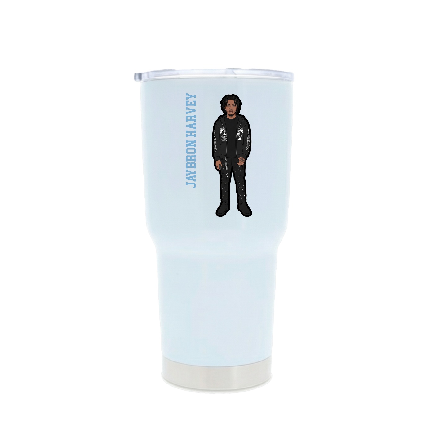 30oz Stainless Steel Tumbler — Name Vertical in White