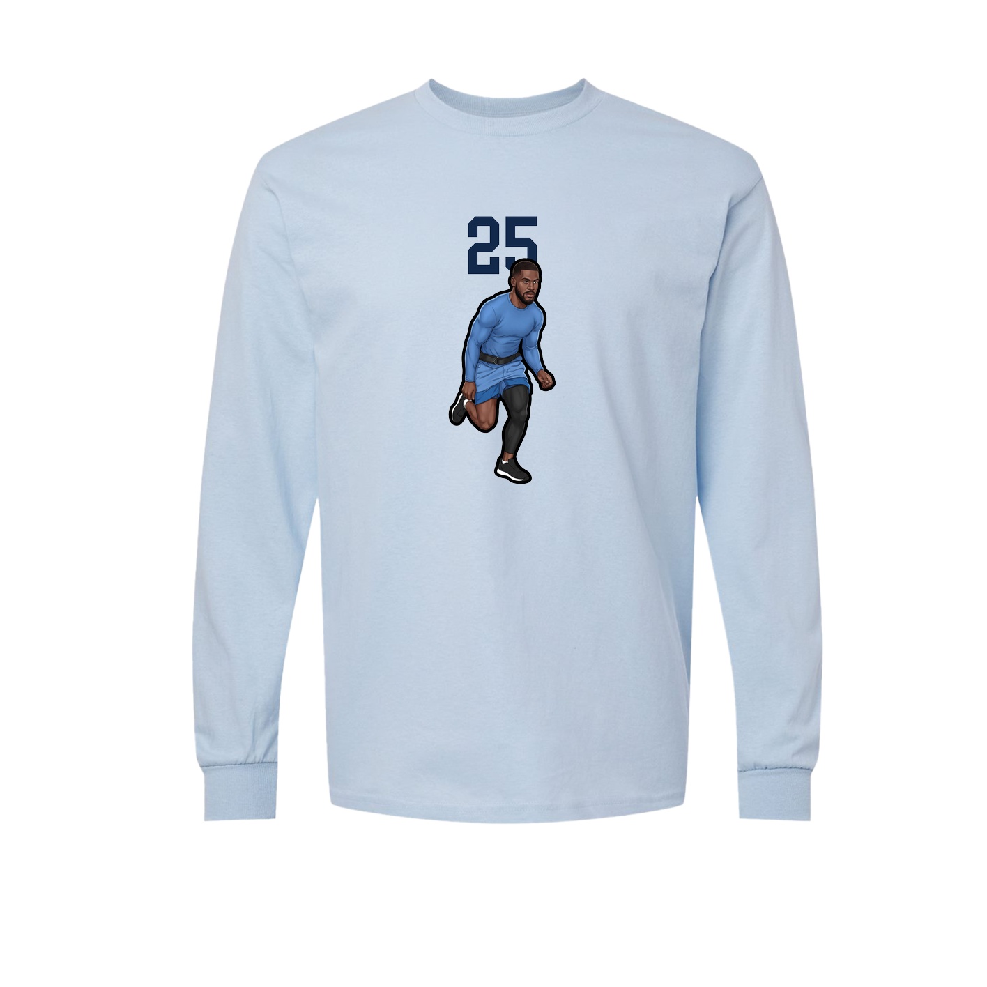 Long Sleeve Tee — Number Top in Light Blue