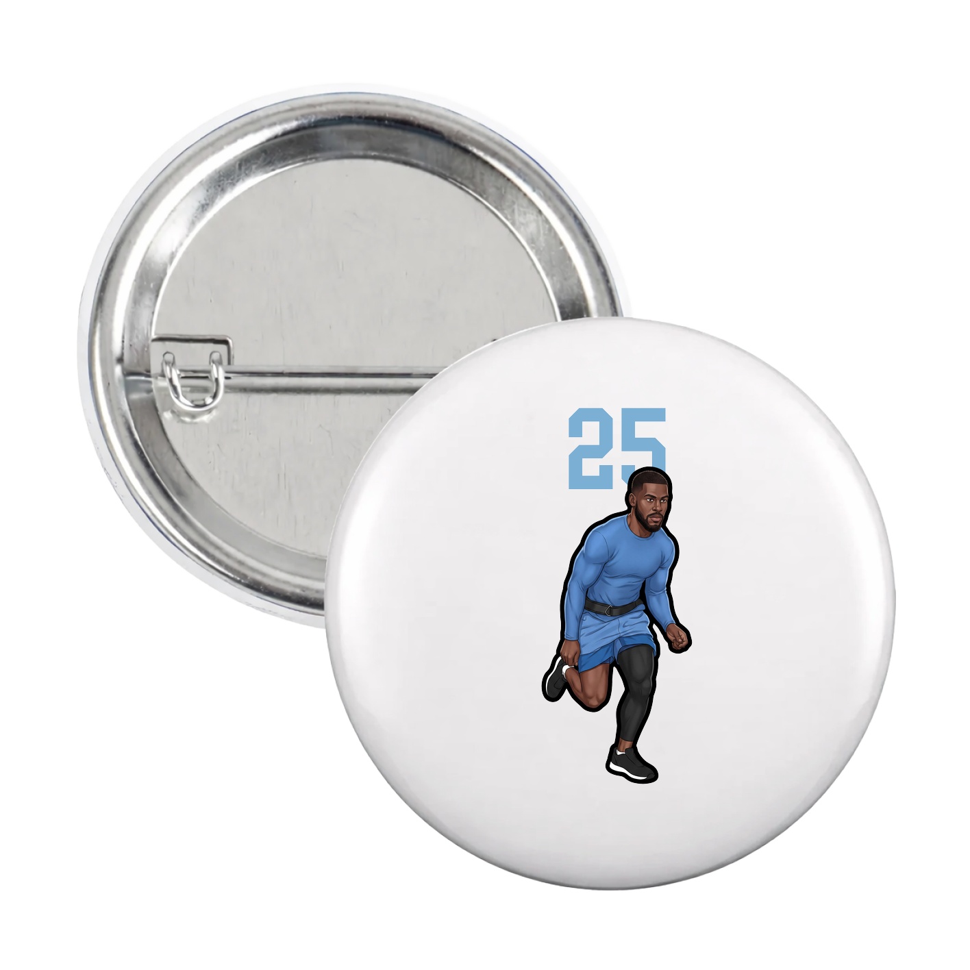 Game Day Button — Number Top in White