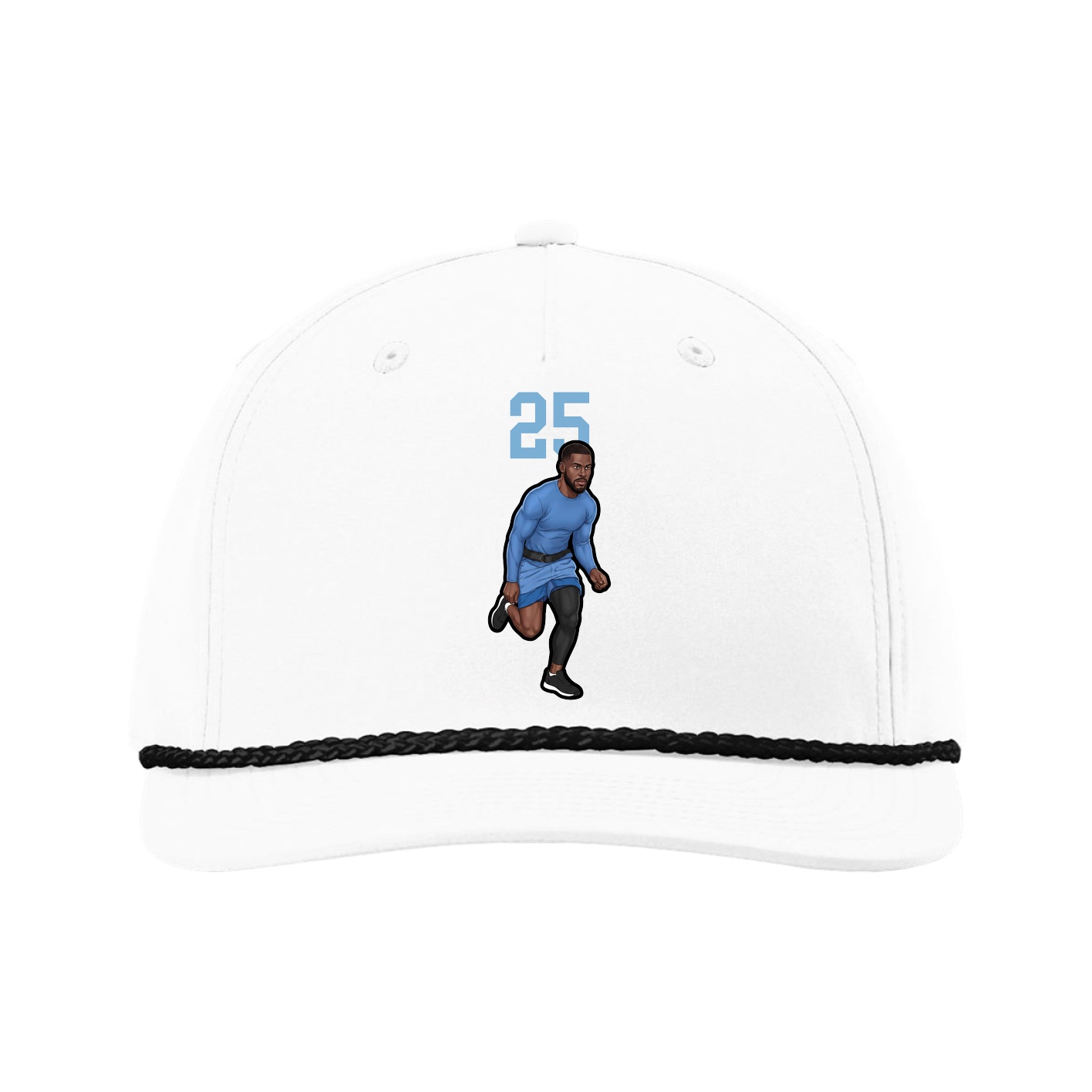 Five-Panel Classic Rope Cap — Number Top in White