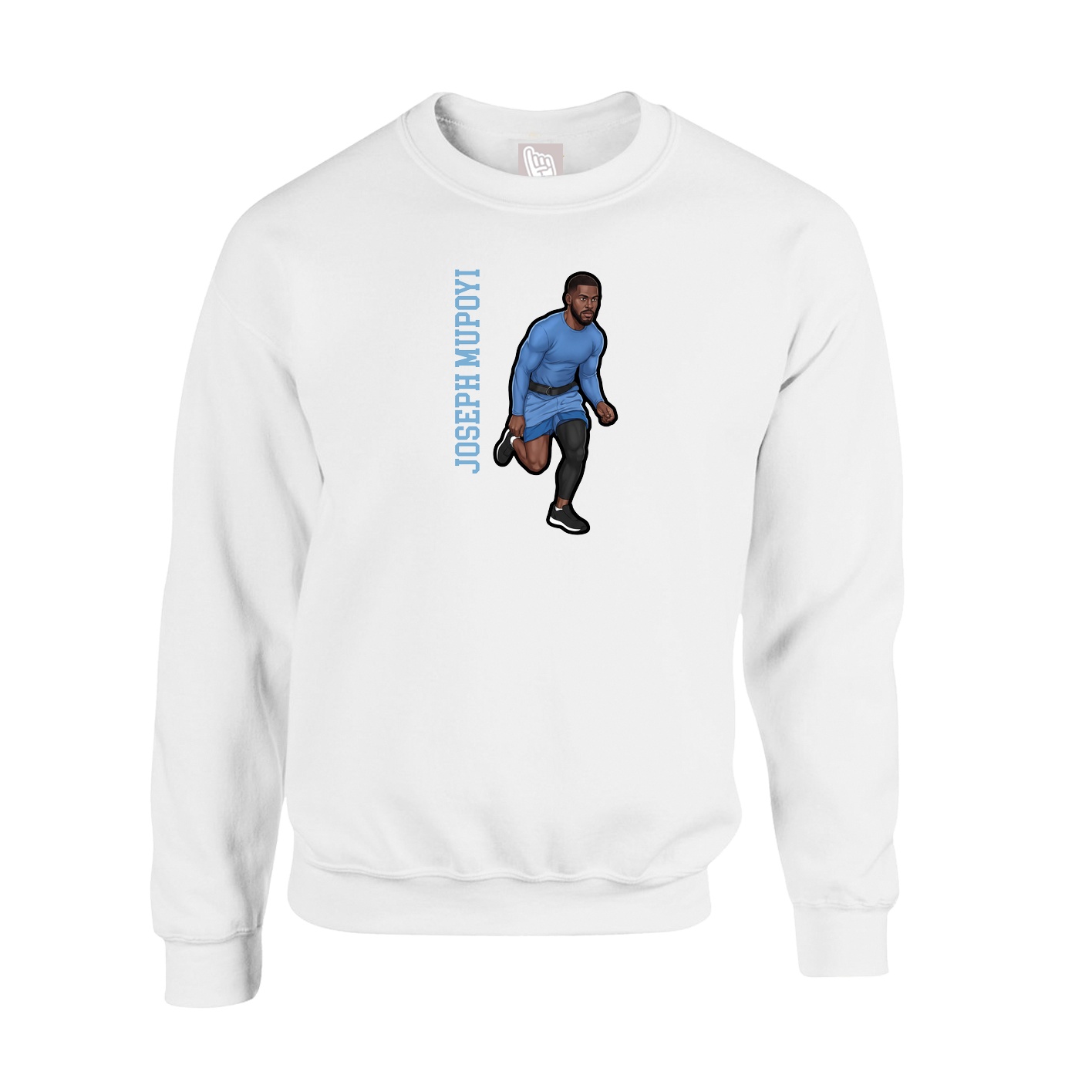 Fleece Crew — Name Vertical in White