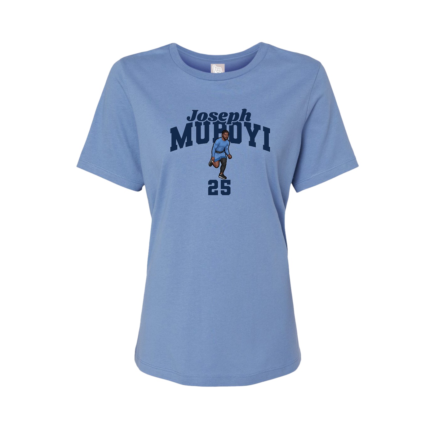Fitted Women's Tee — Signature Arch in Powder Blue