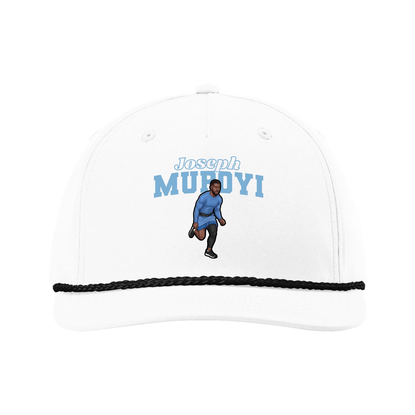 Five-Panel Classic Rope Cap — Name Arch in White