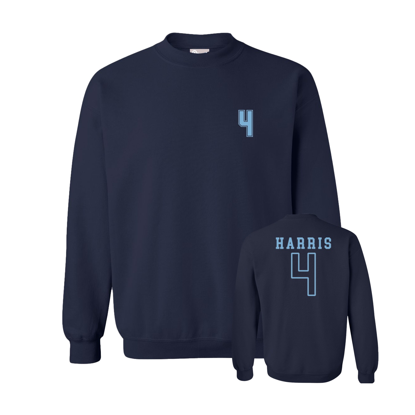 Fleece Crew — Chest Back in Navy