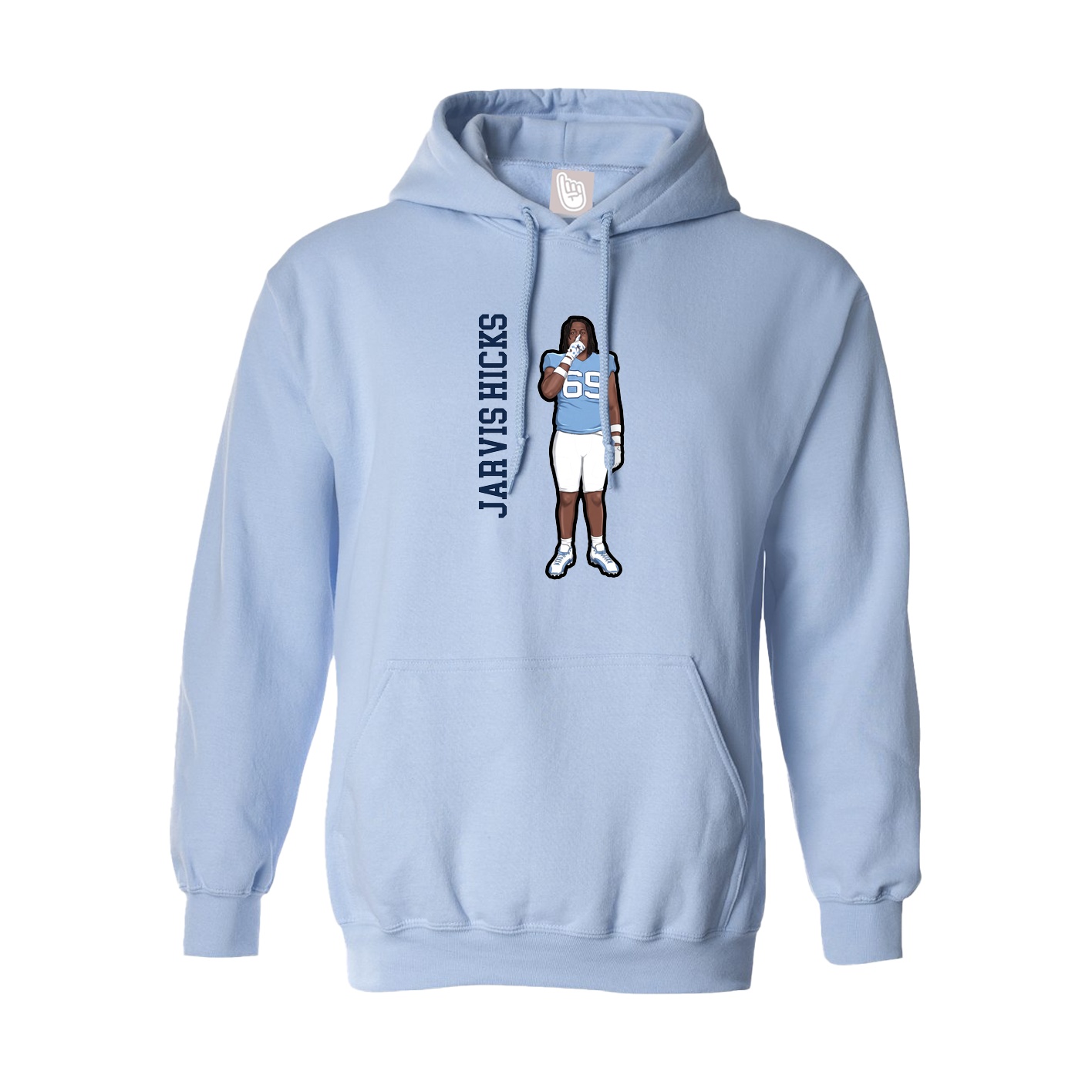 Hoodie — Name Vertical in Light Blue