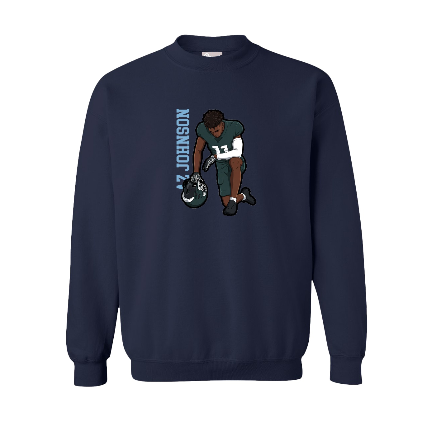 Fleece Crew — Name Vertical in Navy