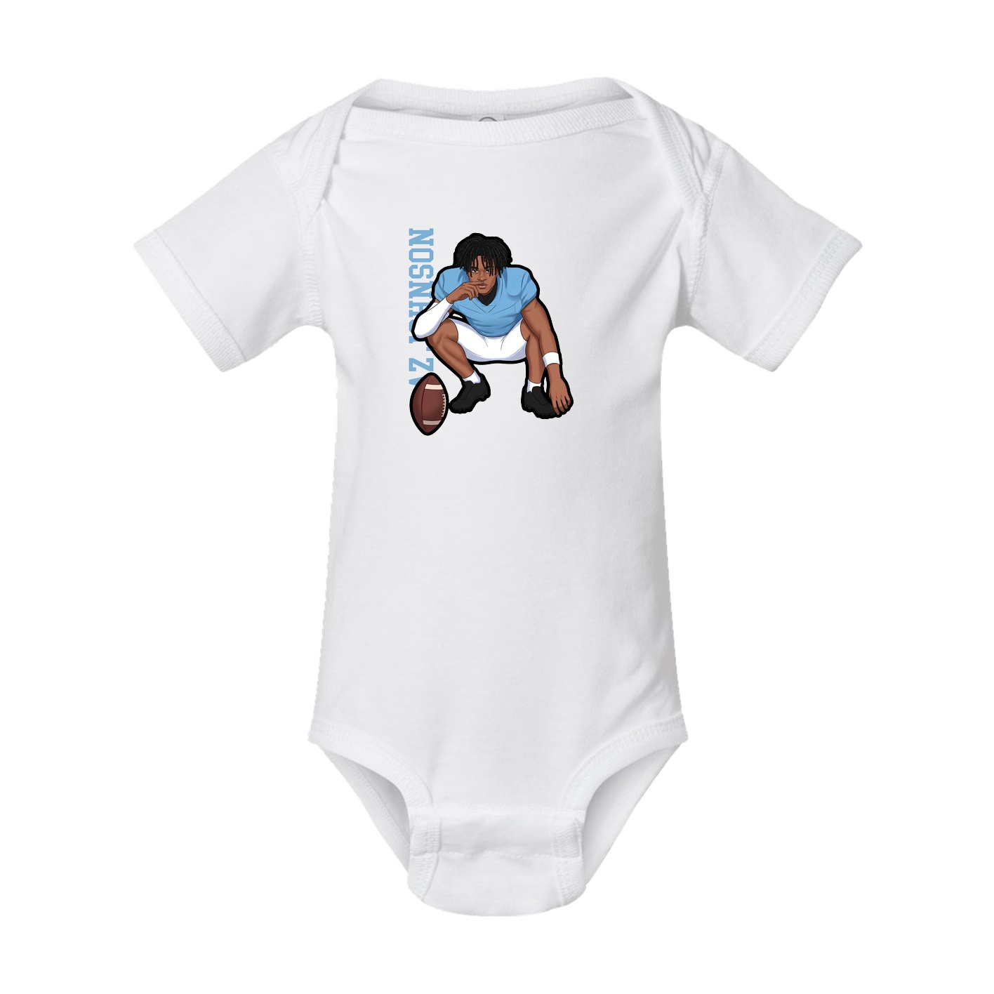 Baby Onesie — Name Vertical in White