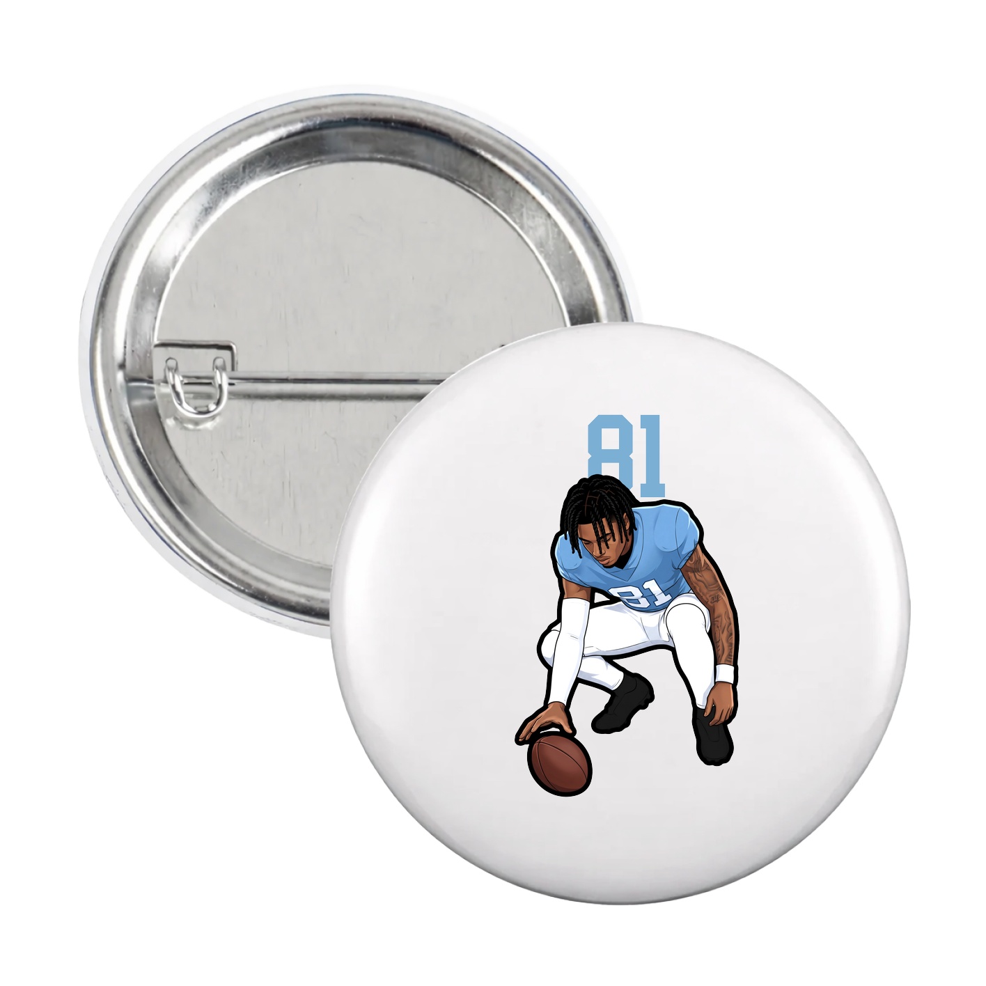 Game Day Button — Number Top in White