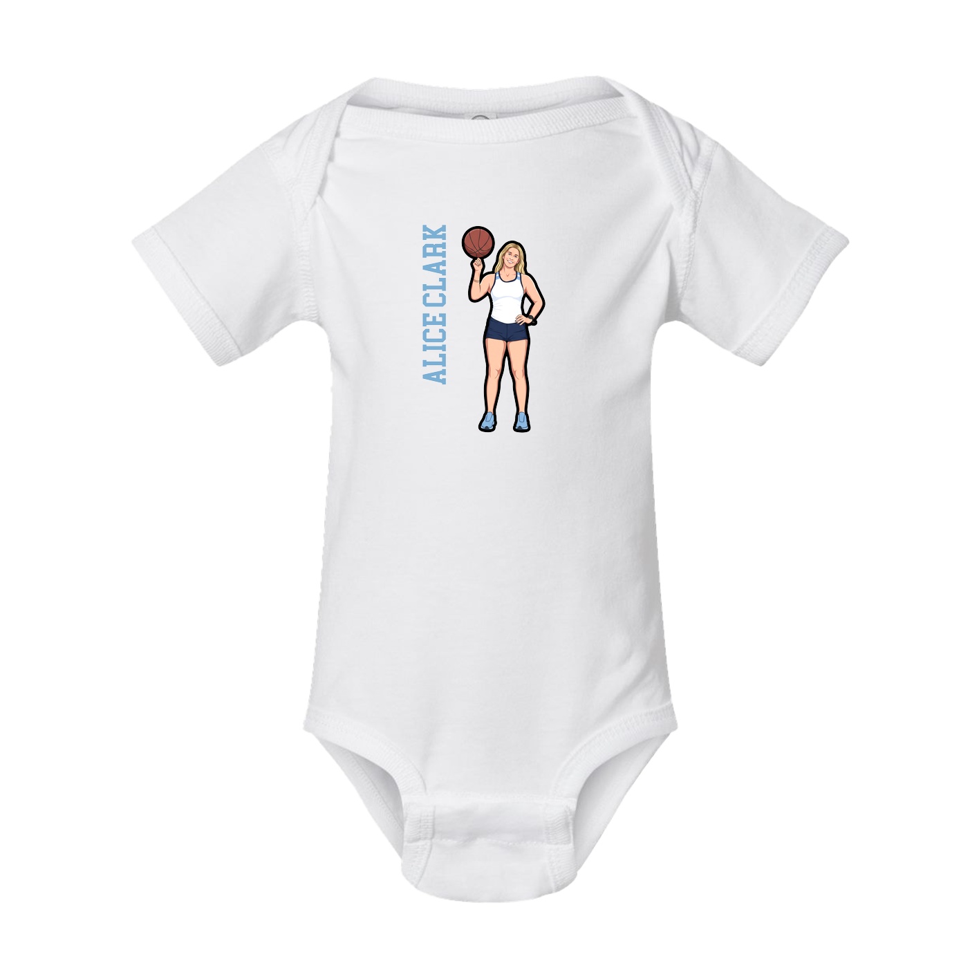 Baby Onesie — Name Vertical in White