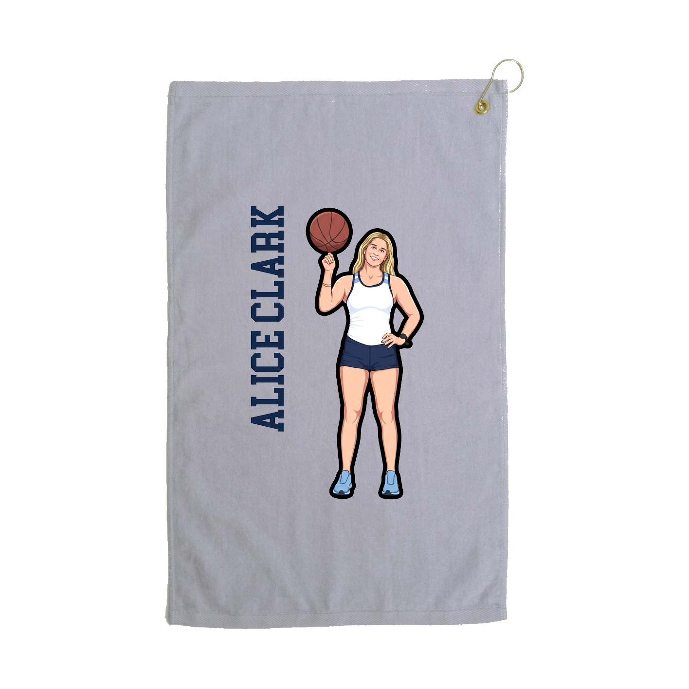 Golf Towel — Name Vertical in Grey