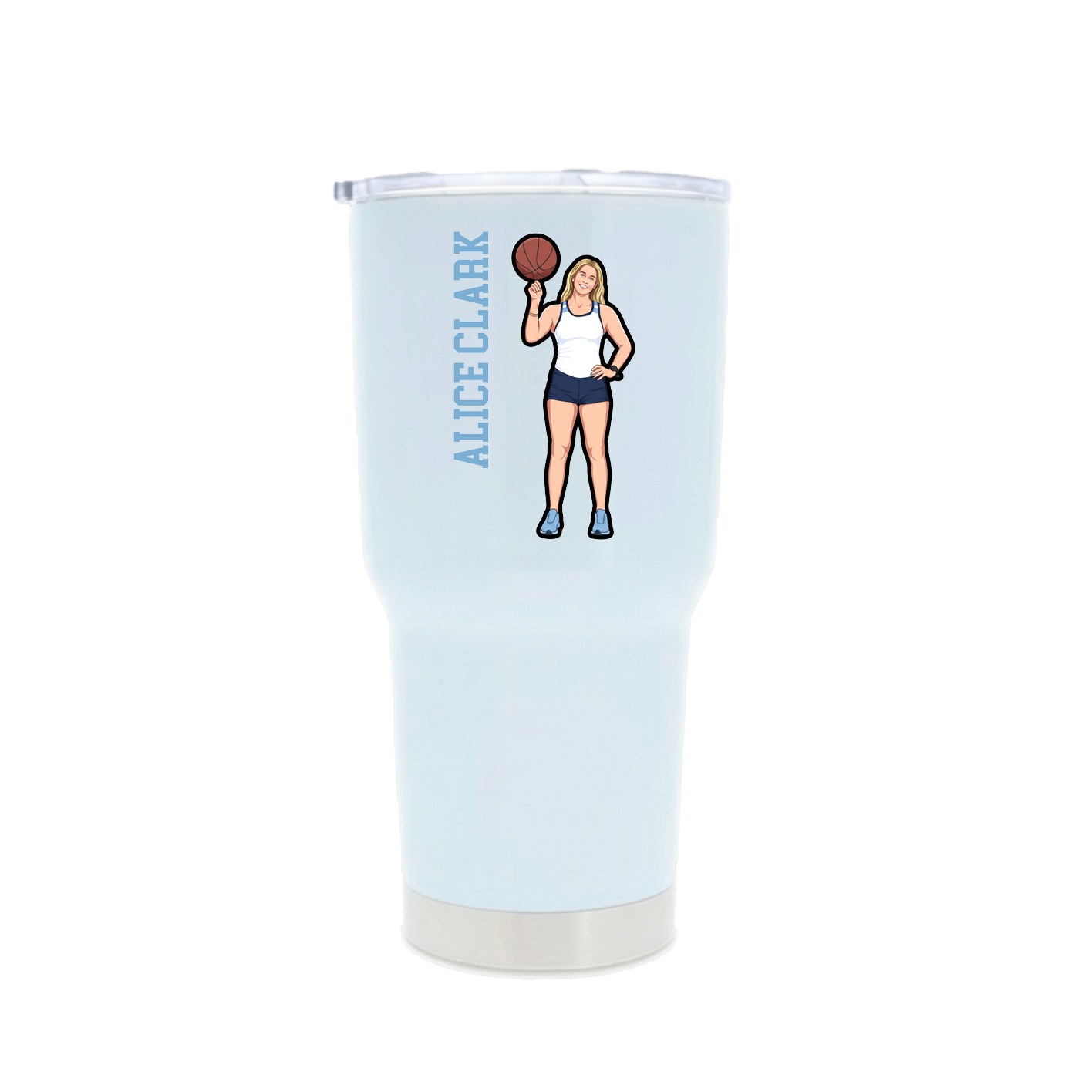 30oz Stainless Steel Tumbler — Name Vertical in White