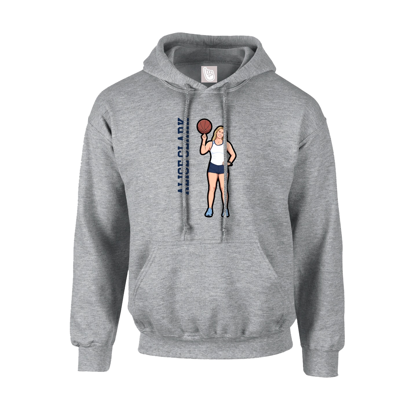 Hoodie — Name Vertical in Grey