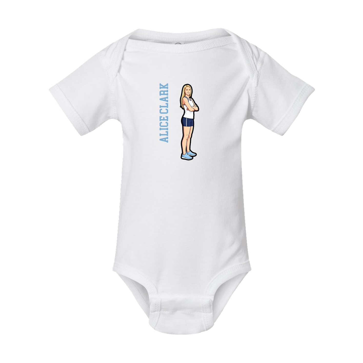 Baby Onesie — Name Vertical in White