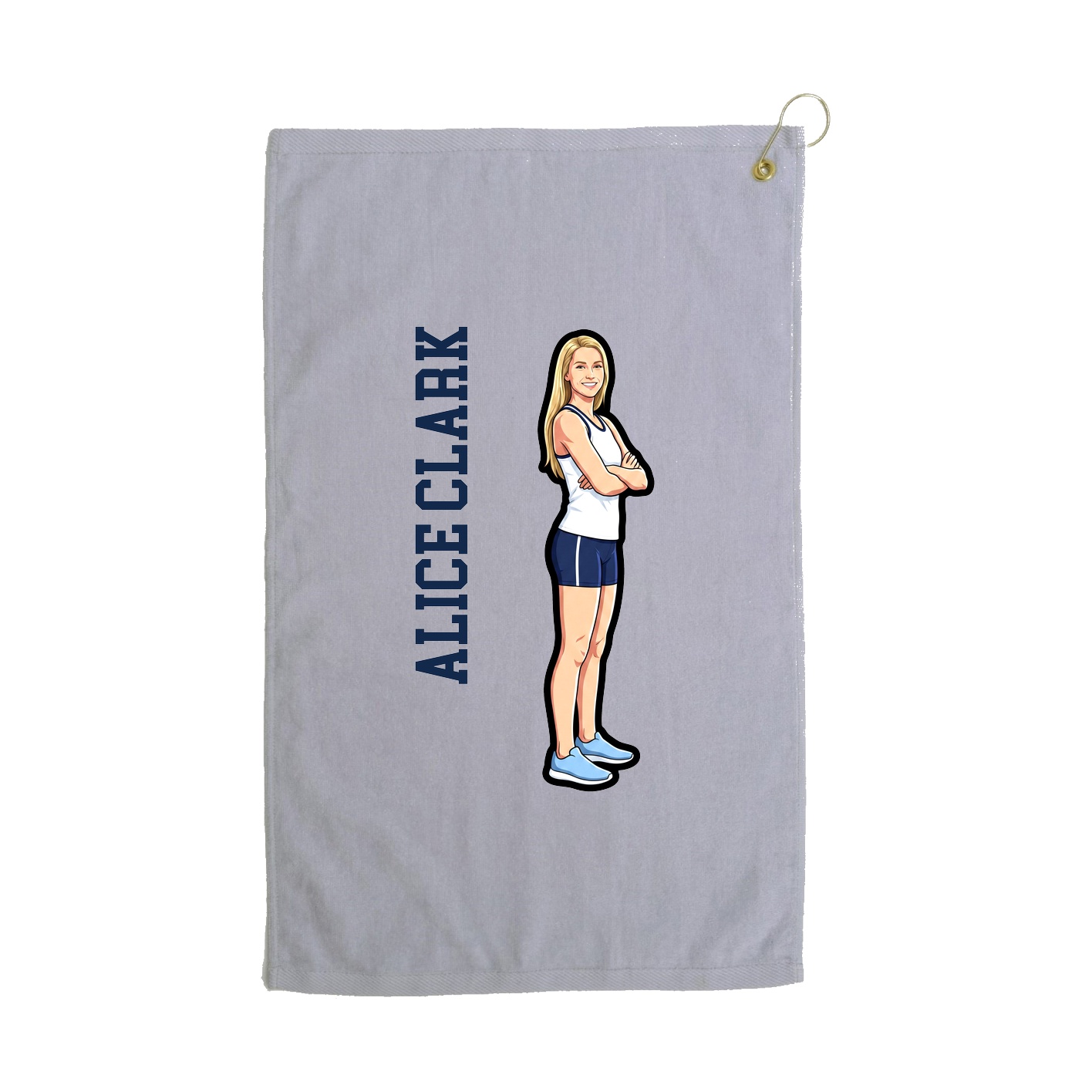 Golf Towel — Name Vertical in Grey