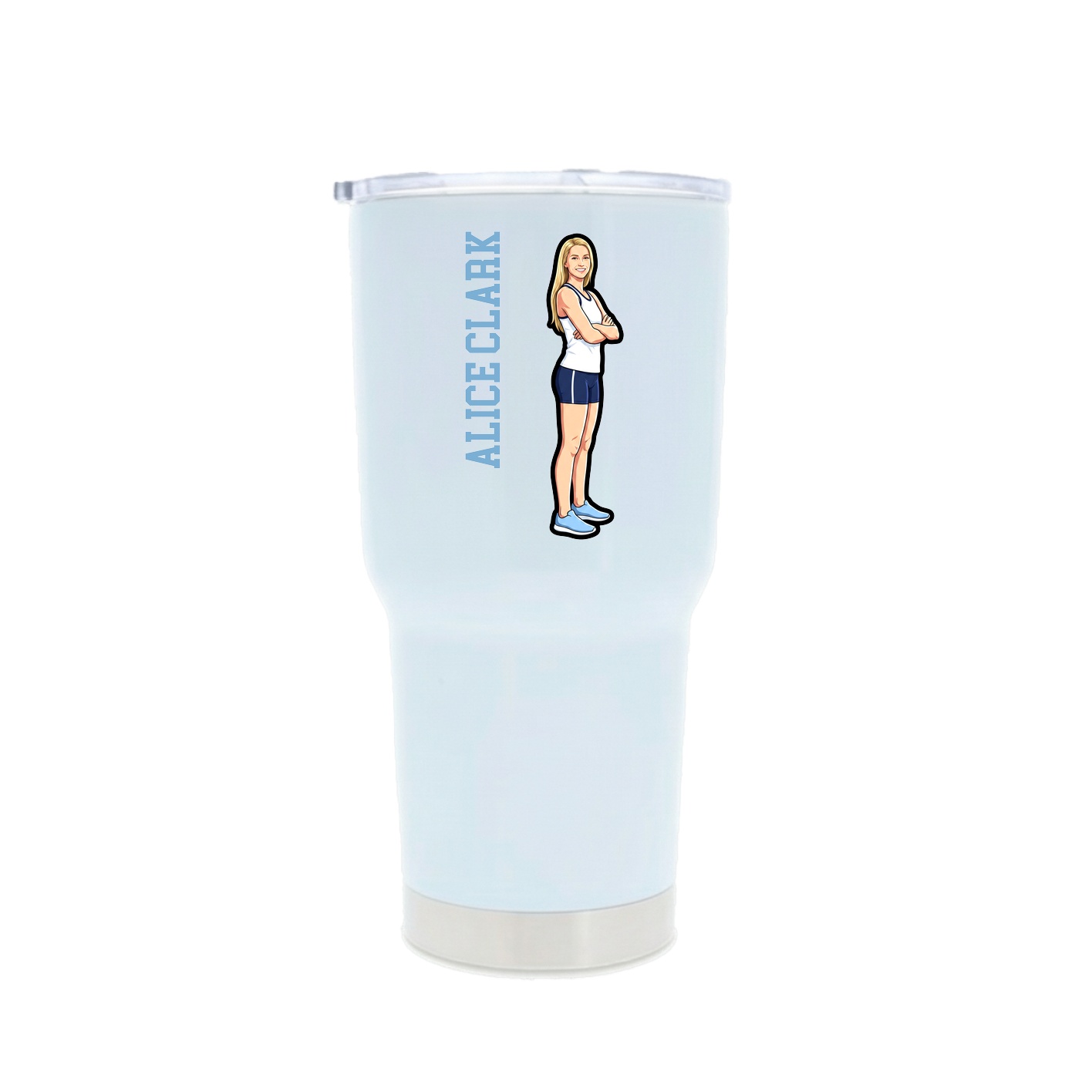 30oz Stainless Steel Tumbler — Name Vertical in White