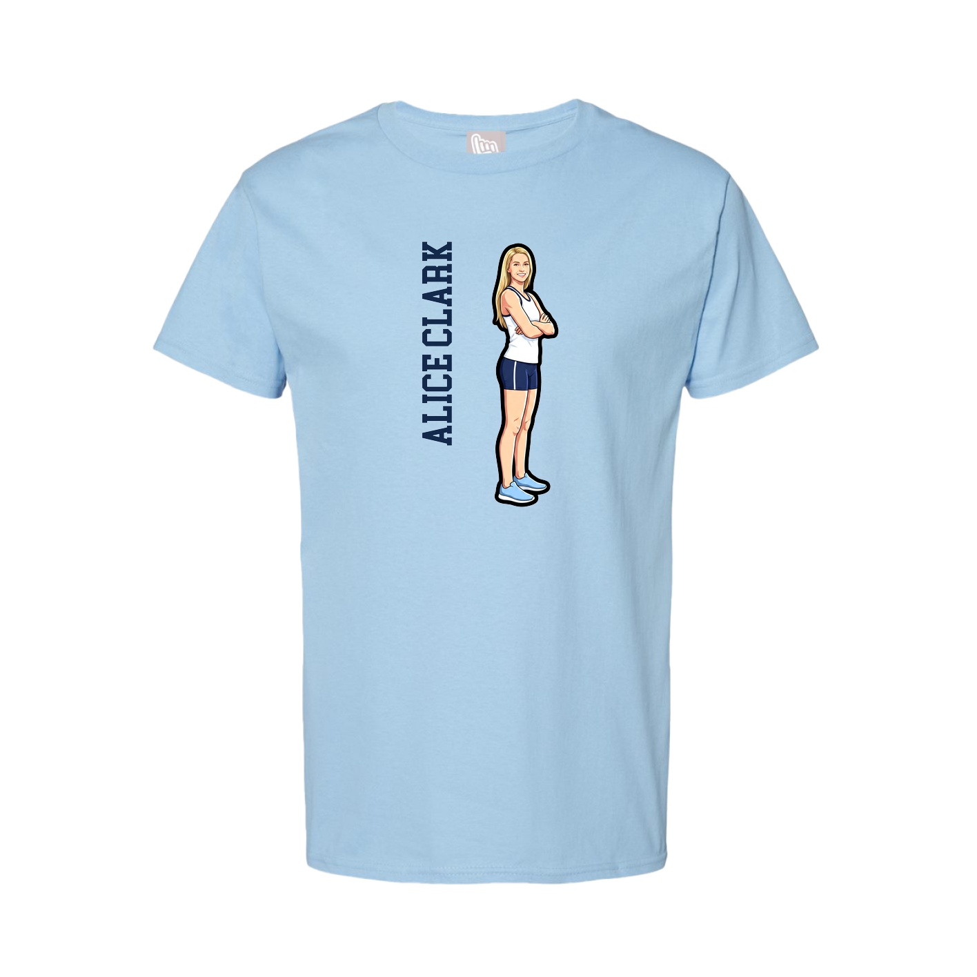 Tee — Name Vertical in Light Blue