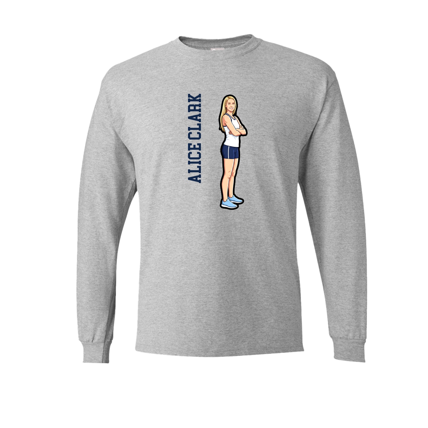Long Sleeve Tee — Name Vertical in Grey