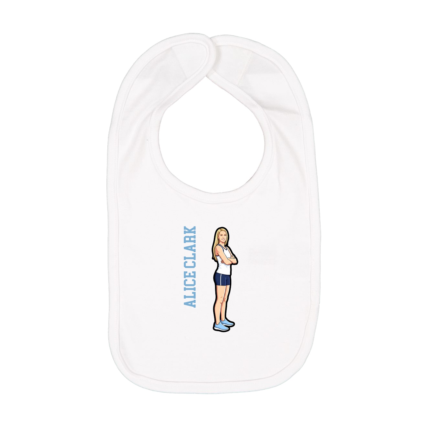 Infant Bib — Name Vertical in White