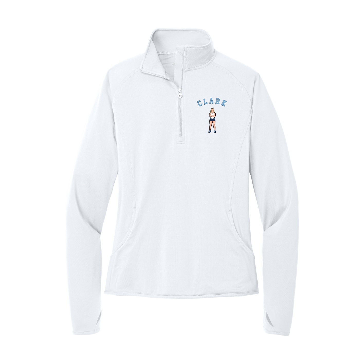 Women's Q-Zip Pullover — Shirsey Arch in White