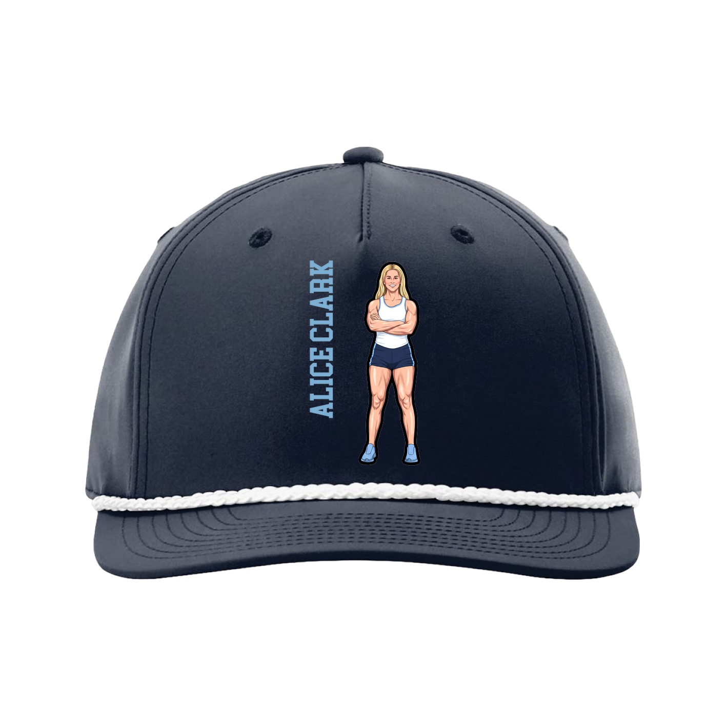 Five-Panel Classic Rope Cap — Name Vertical in Navy