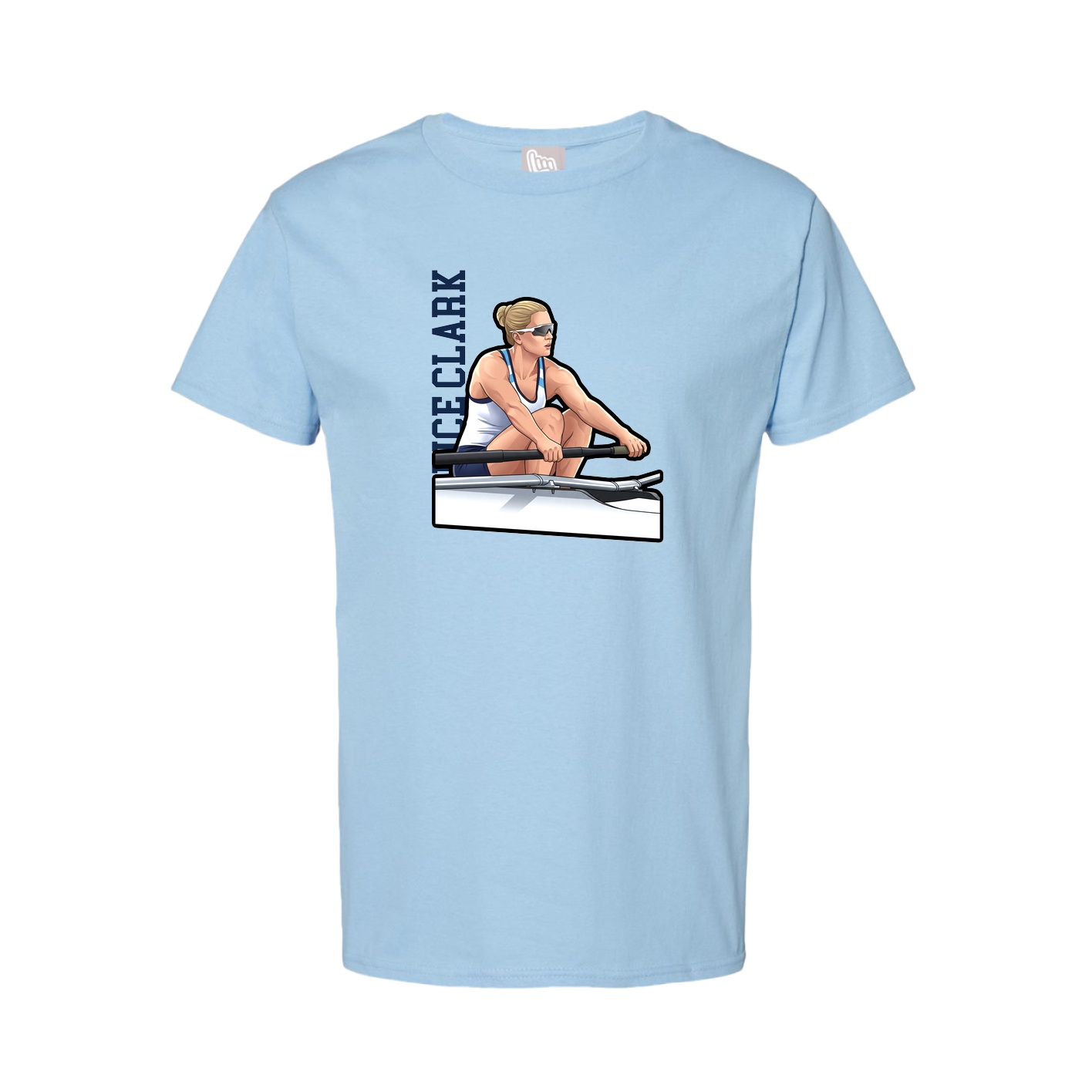 Youth Tee — Name Vertical in Light Blue