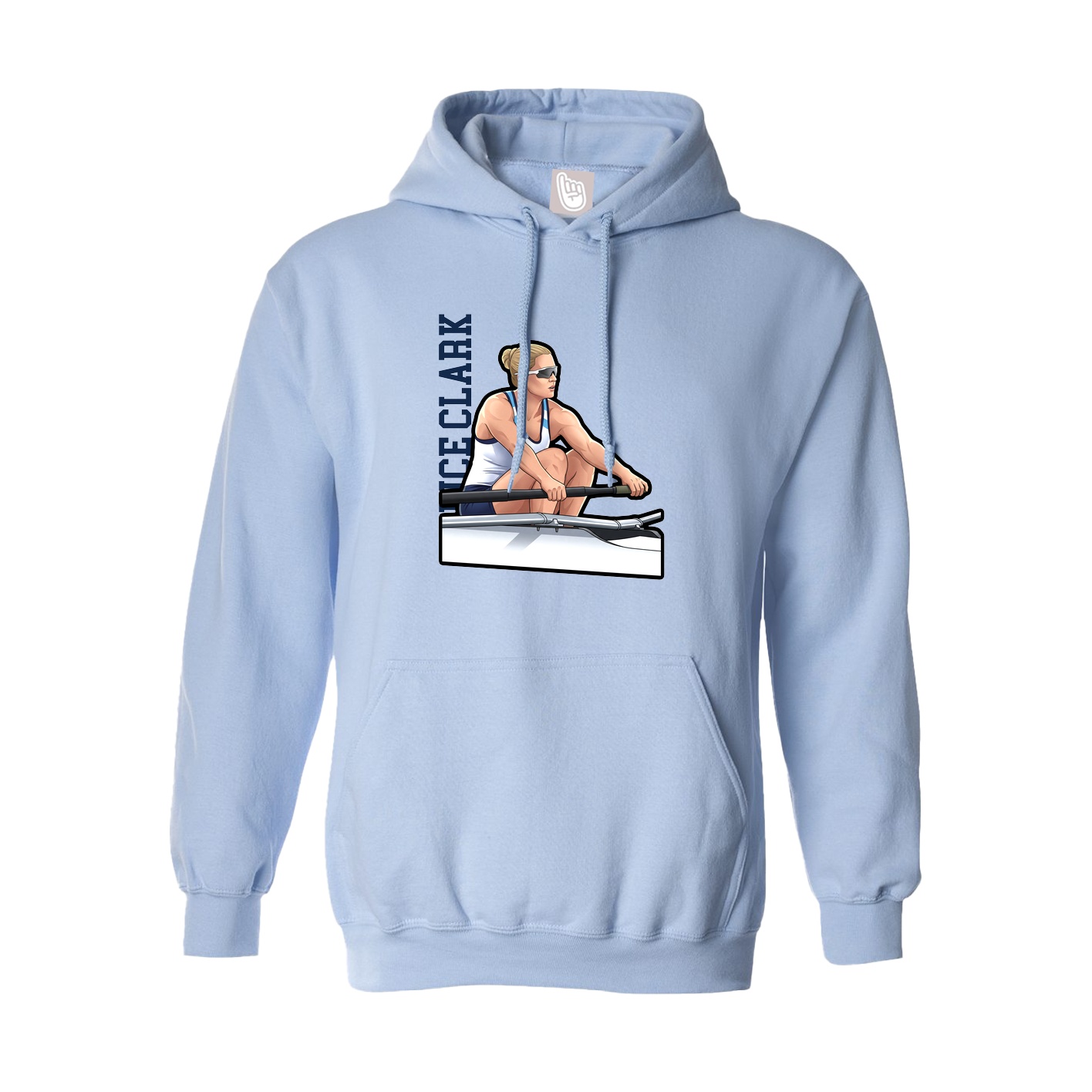 Hoodie — Name Vertical in Light Blue