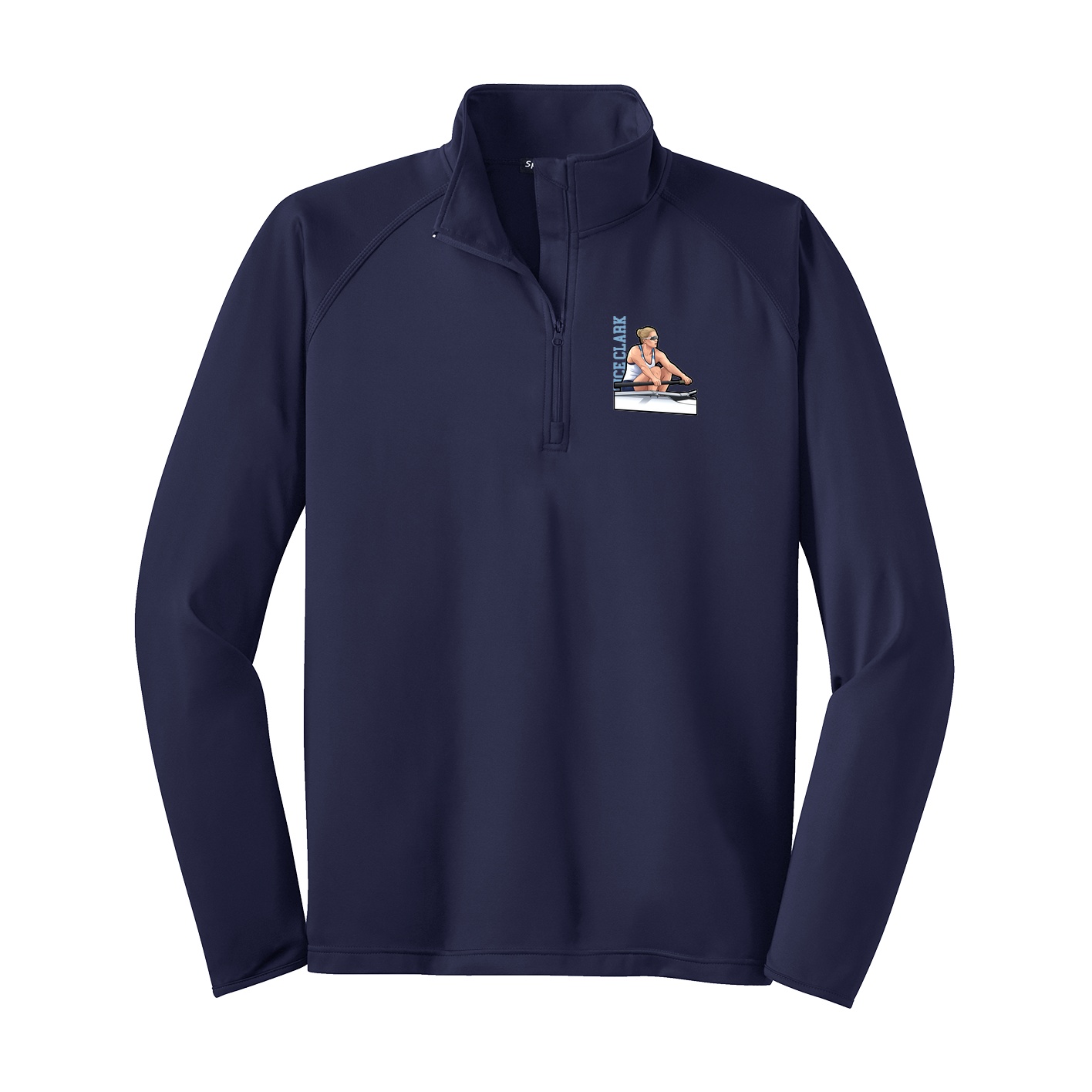 Q-Zip Pullover — Name Vertical in Navy