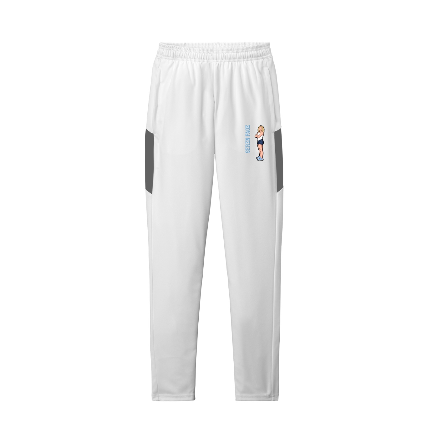 Team Travel Pant — Name Vertical in White/Grey