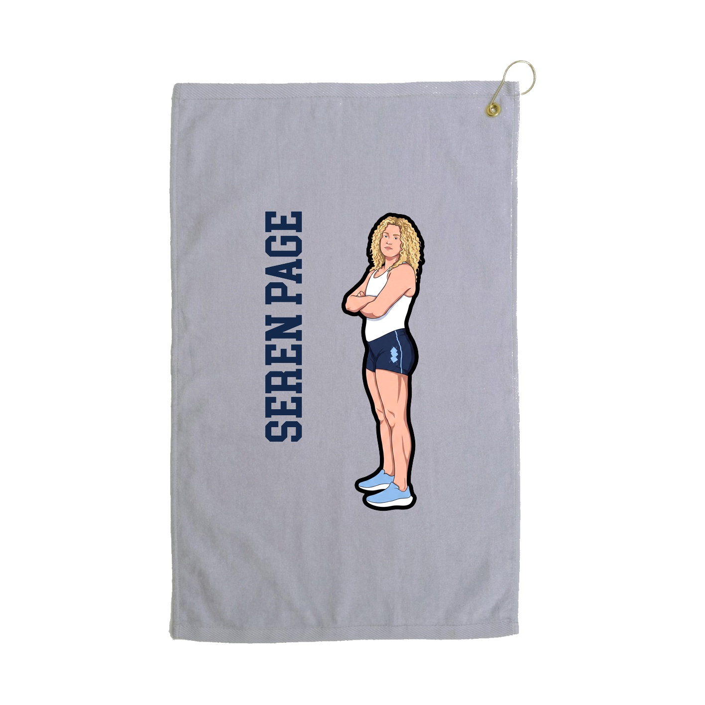 Golf Towel — Name Vertical in Grey