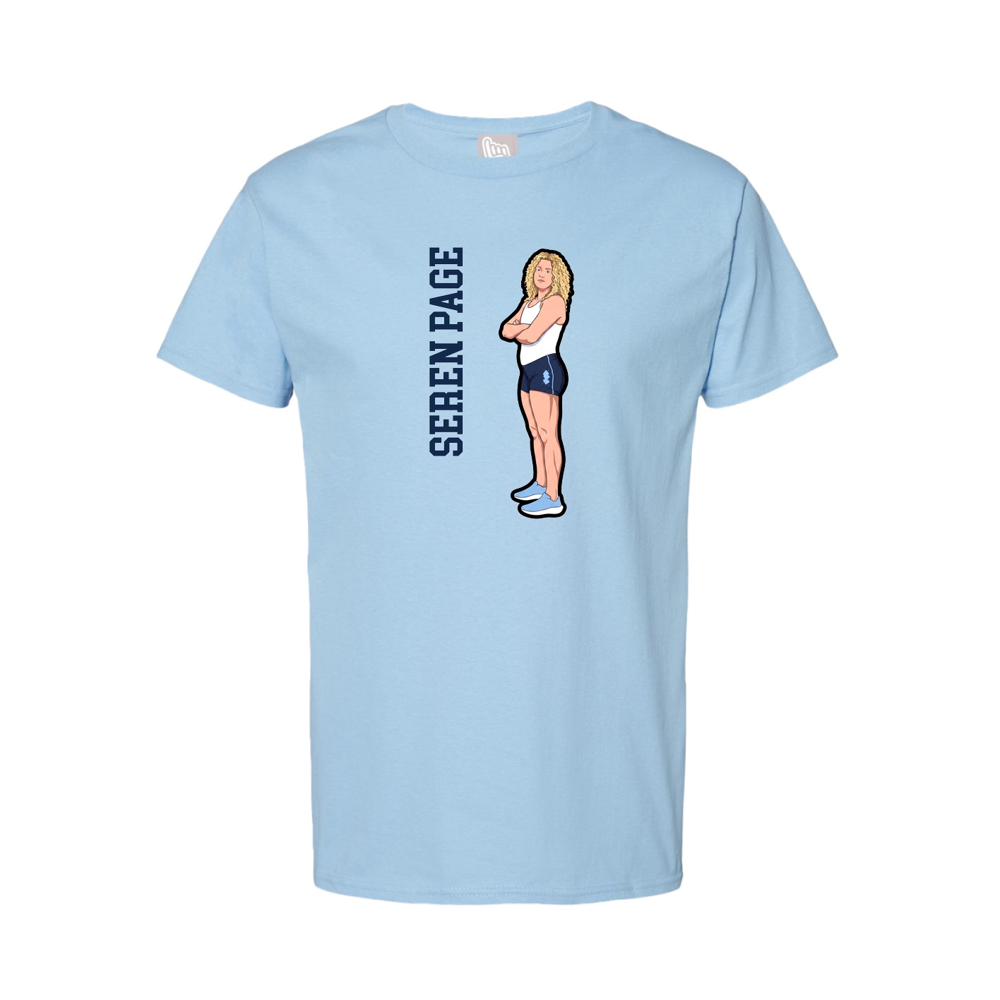 Tee — Name Vertical in Light Blue