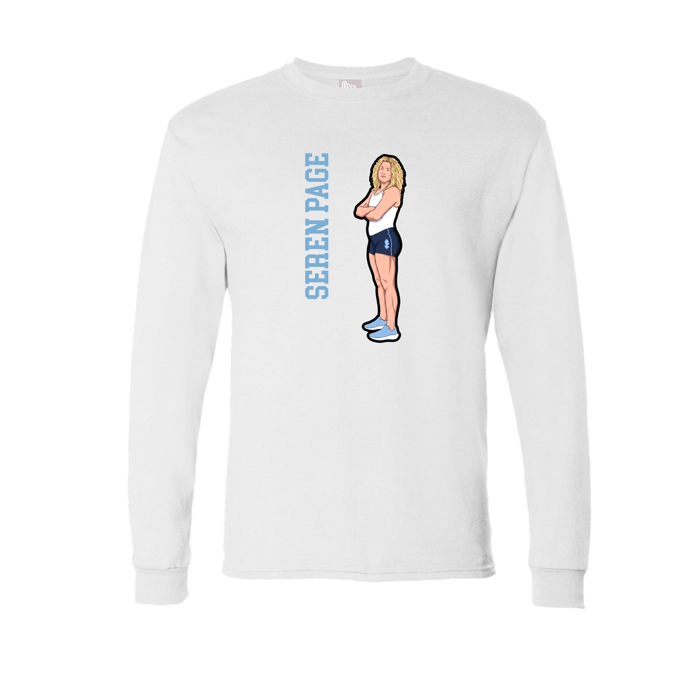 Long Sleeve Tee — Name Vertical in White