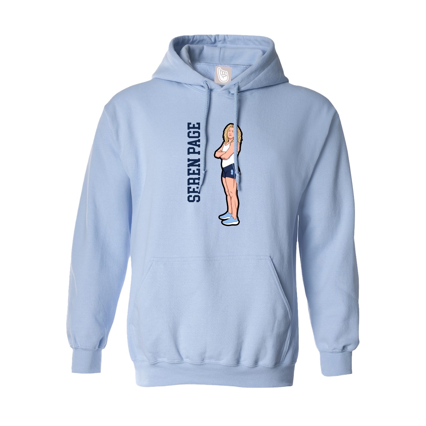 Hoodie — Name Vertical in Light Blue