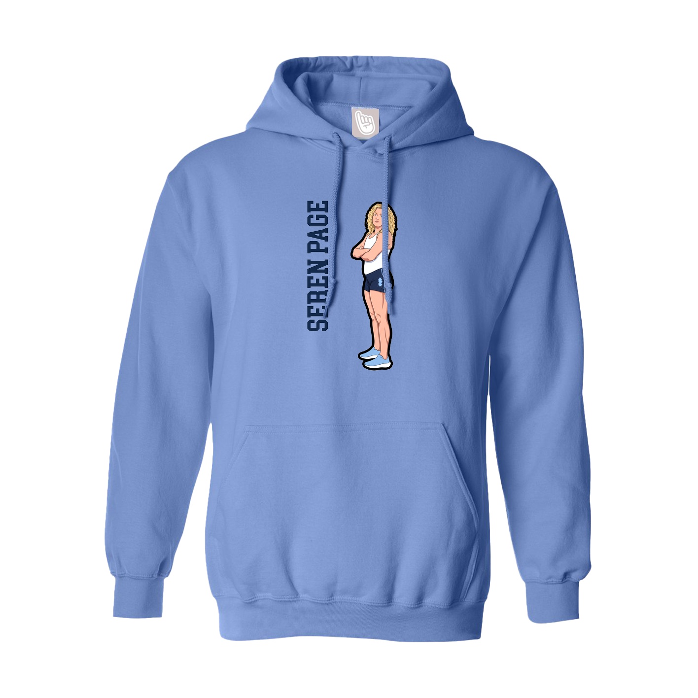 Youth Hoodie — Name Vertical in Powder Blue