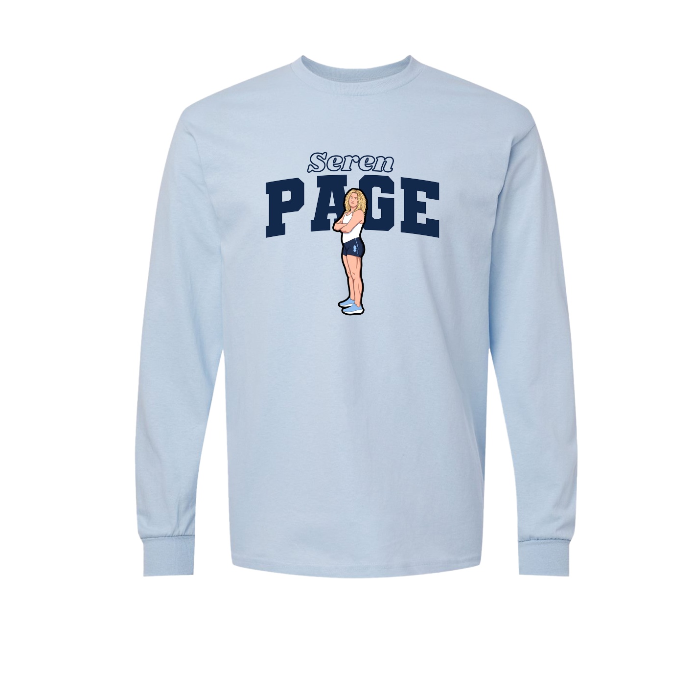 Long Sleeve Tee — Name Arch in Light Blue