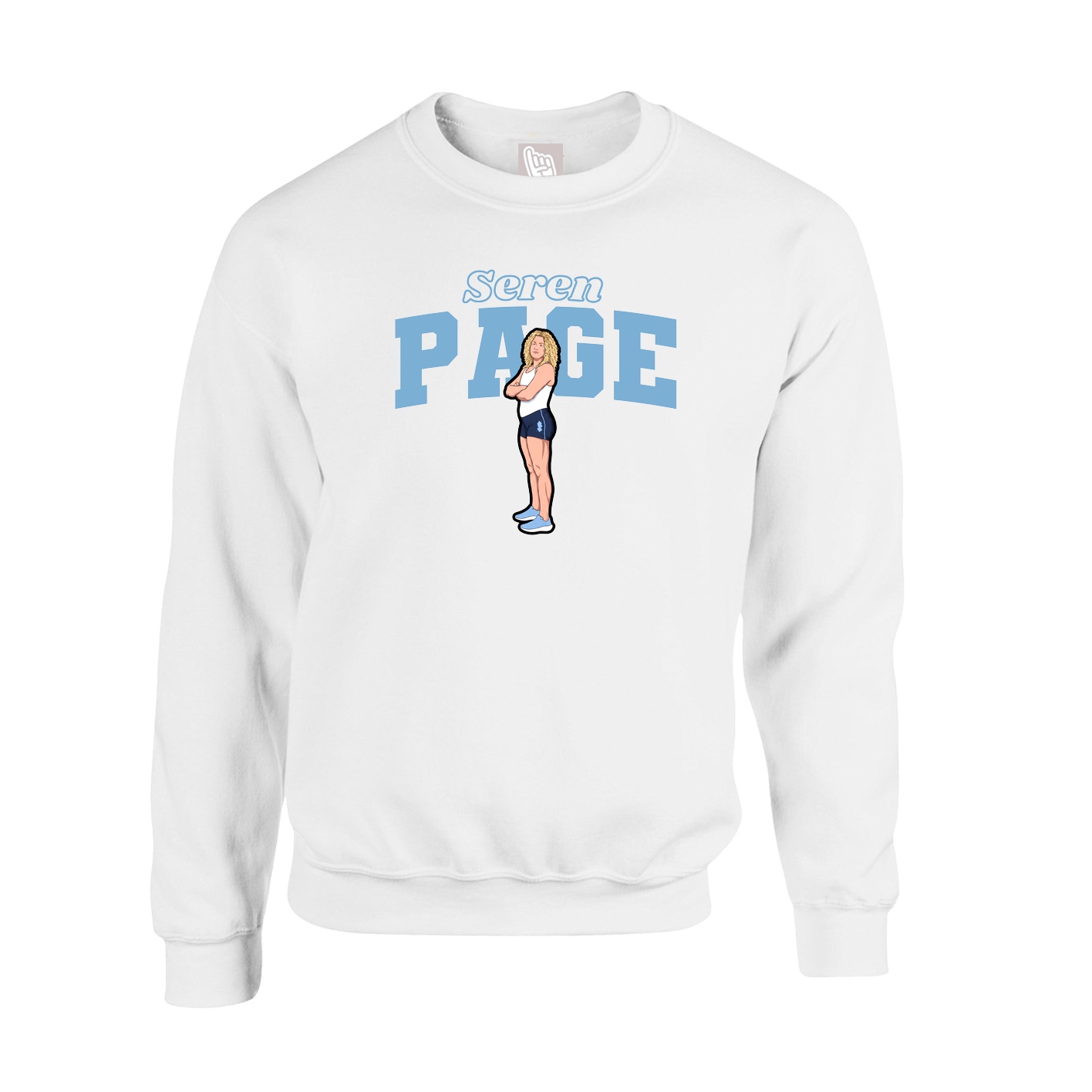 Fleece Crew — Name Arch in White