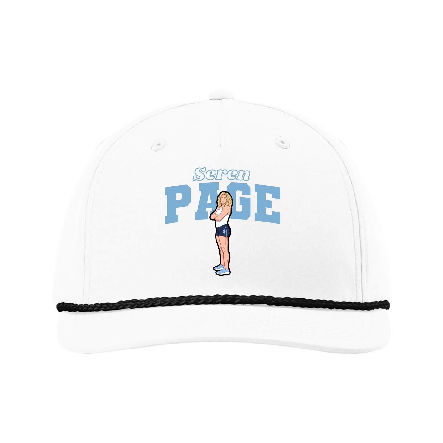 Five-Panel Classic Rope Cap — Name Arch in White