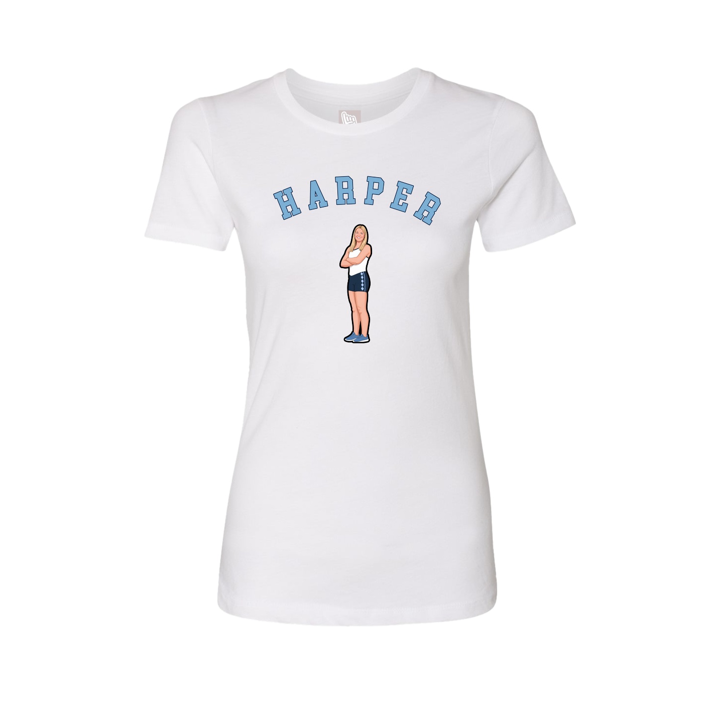 Fitted Women's Tee — Shirsey Arch in White