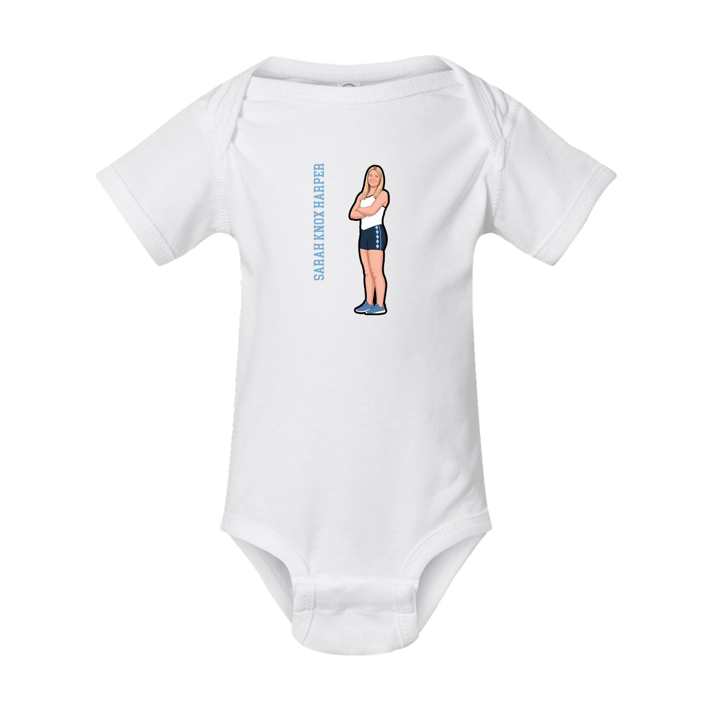 Baby Onesie — Name Vertical in White
