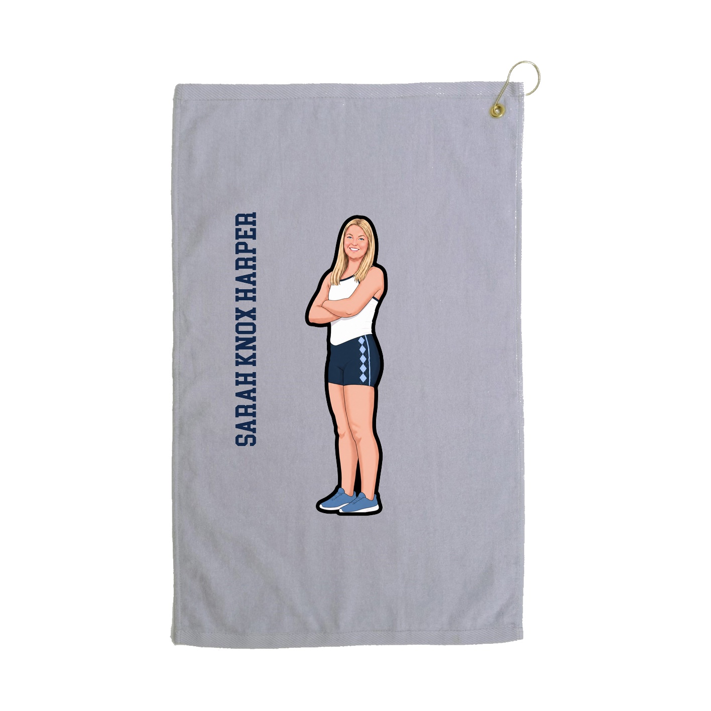 Golf Towel — Name Vertical in Grey