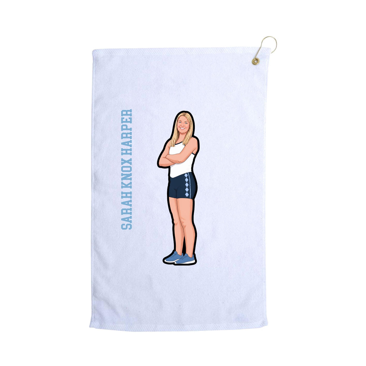 Golf Towel — Name Vertical in White