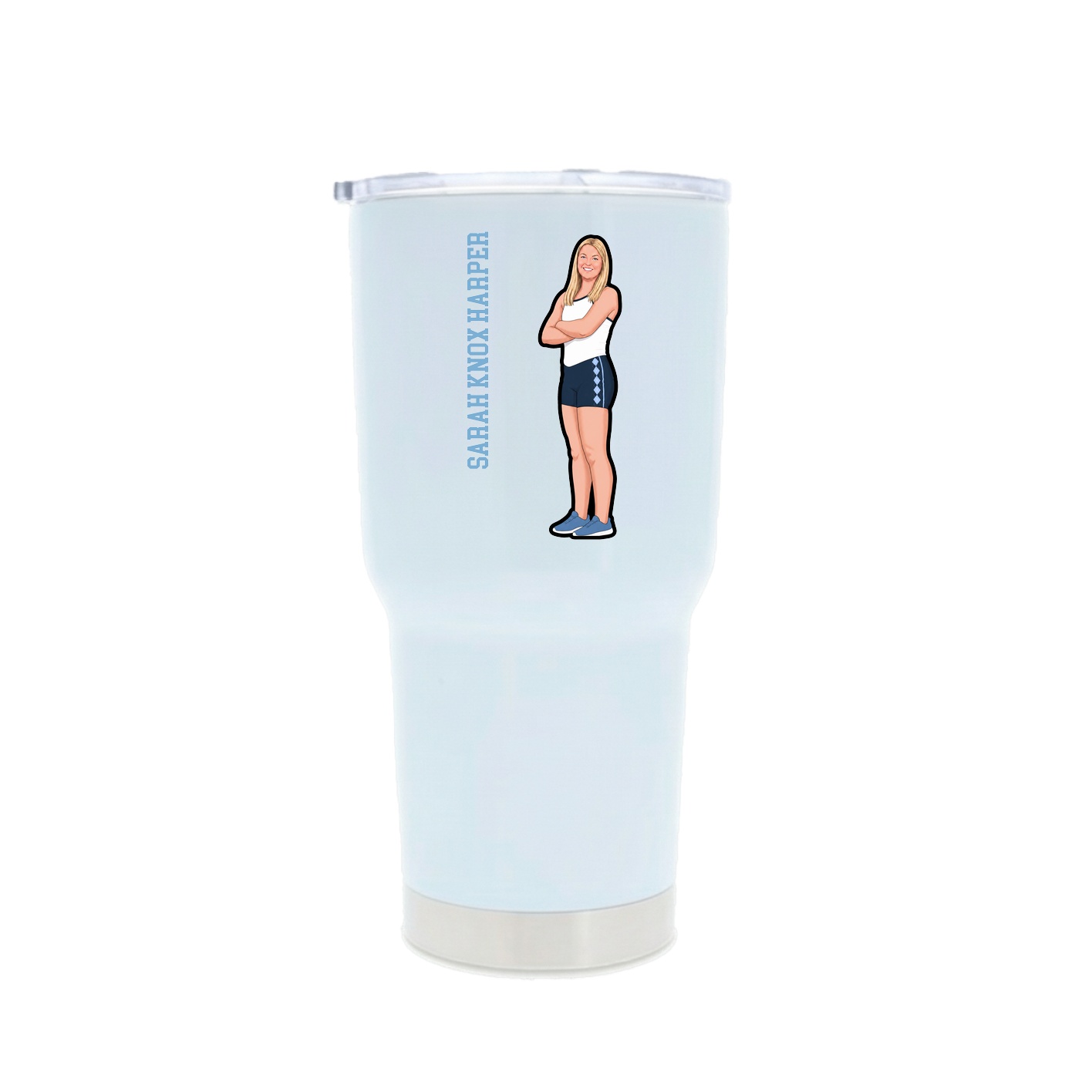 30oz Stainless Steel Tumbler — Name Vertical in White